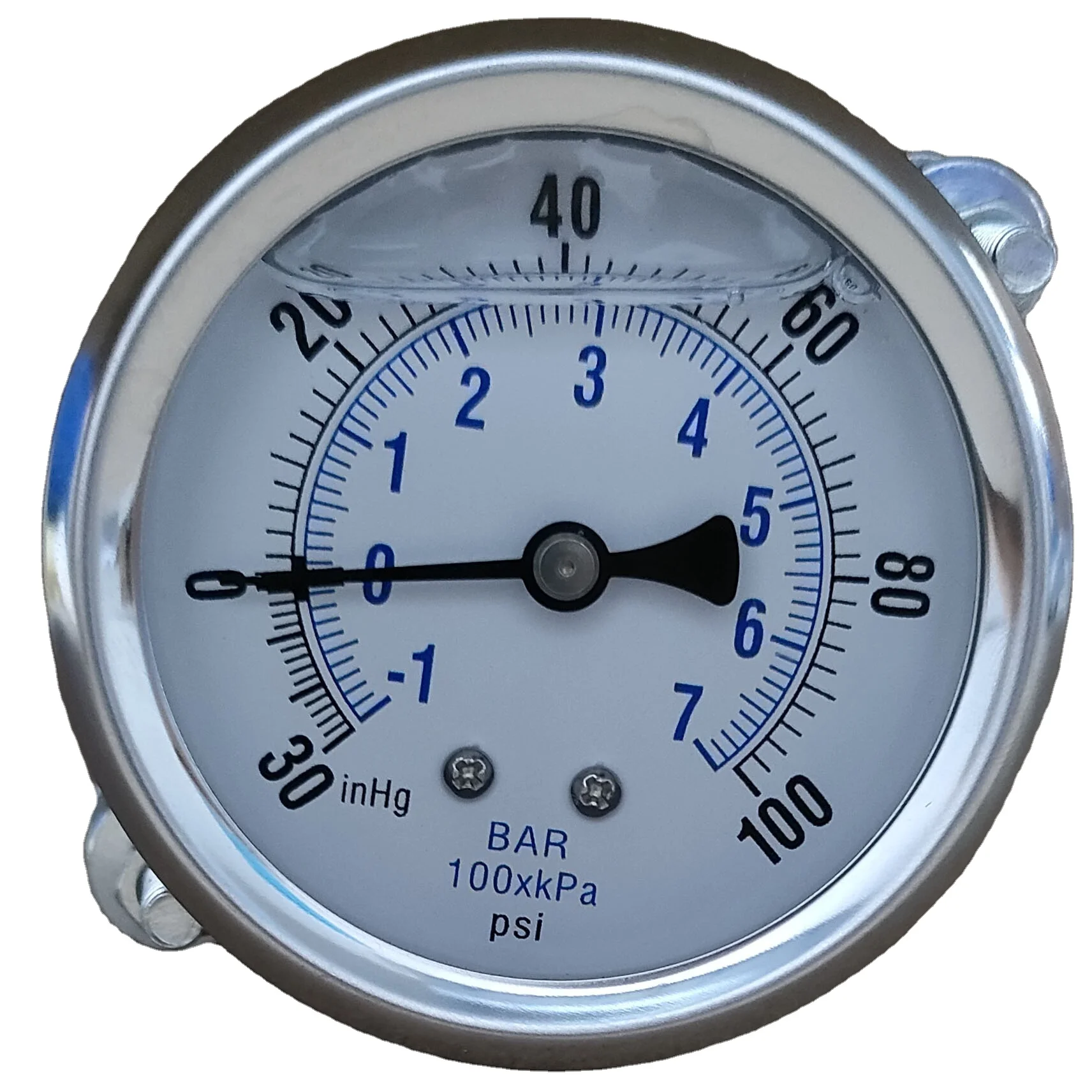 Custom Design 63mm back ss304 oil filled with u-clamp BSP thread connection pressure gauge