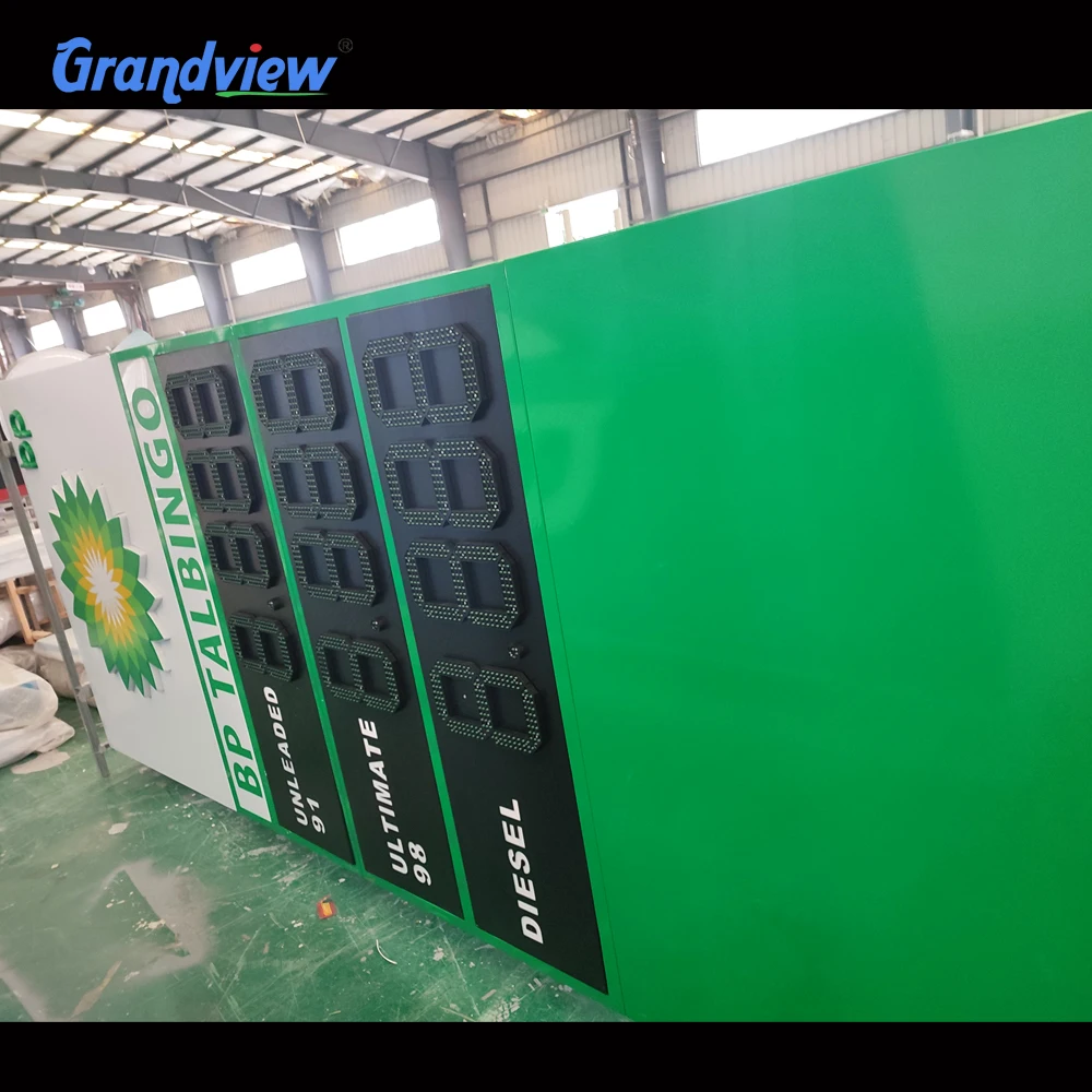 8.88 9/10 Green/Red Digital Led Gas Station Price Signs For Petrol Station with double sided pole sign