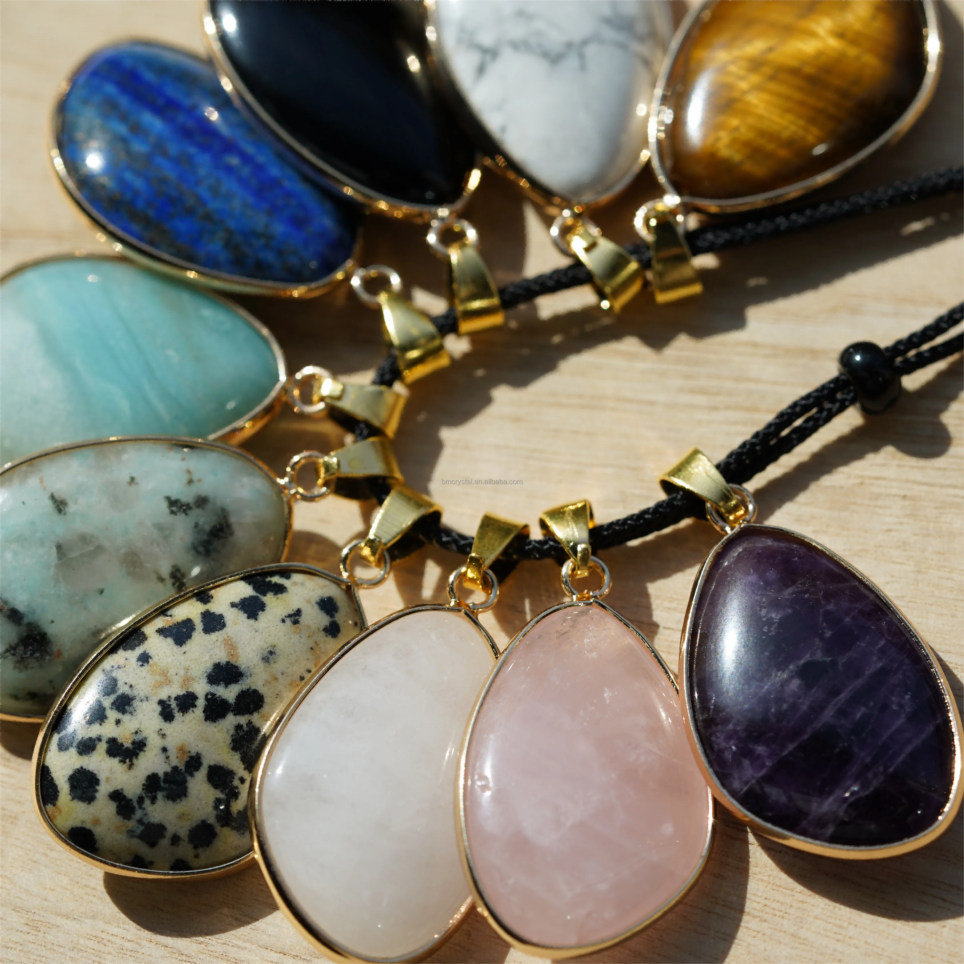 35mm Hot Sale Mixed Crystal Golden Trim Pendant Silver Trim Crystal Pendant