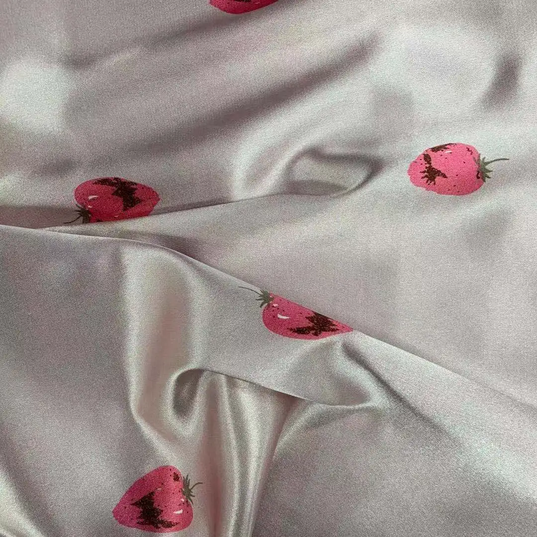 
100% poly bear printed satin fabric 