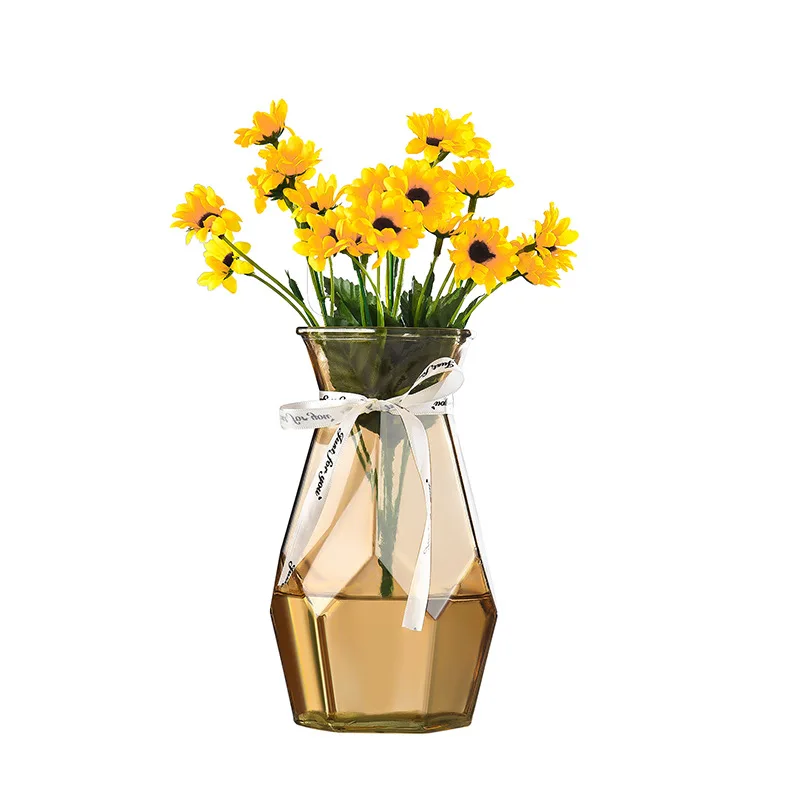 European style simple geometric stained glass vase decoration transparent flower water raised creative crafts dry vase