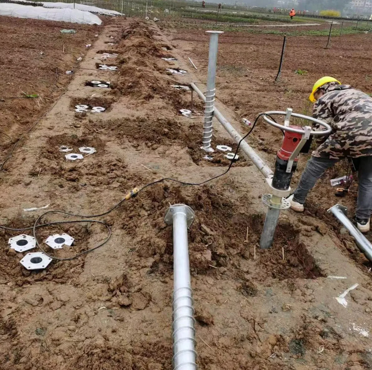 electric pile driver for Ground Screw Installation