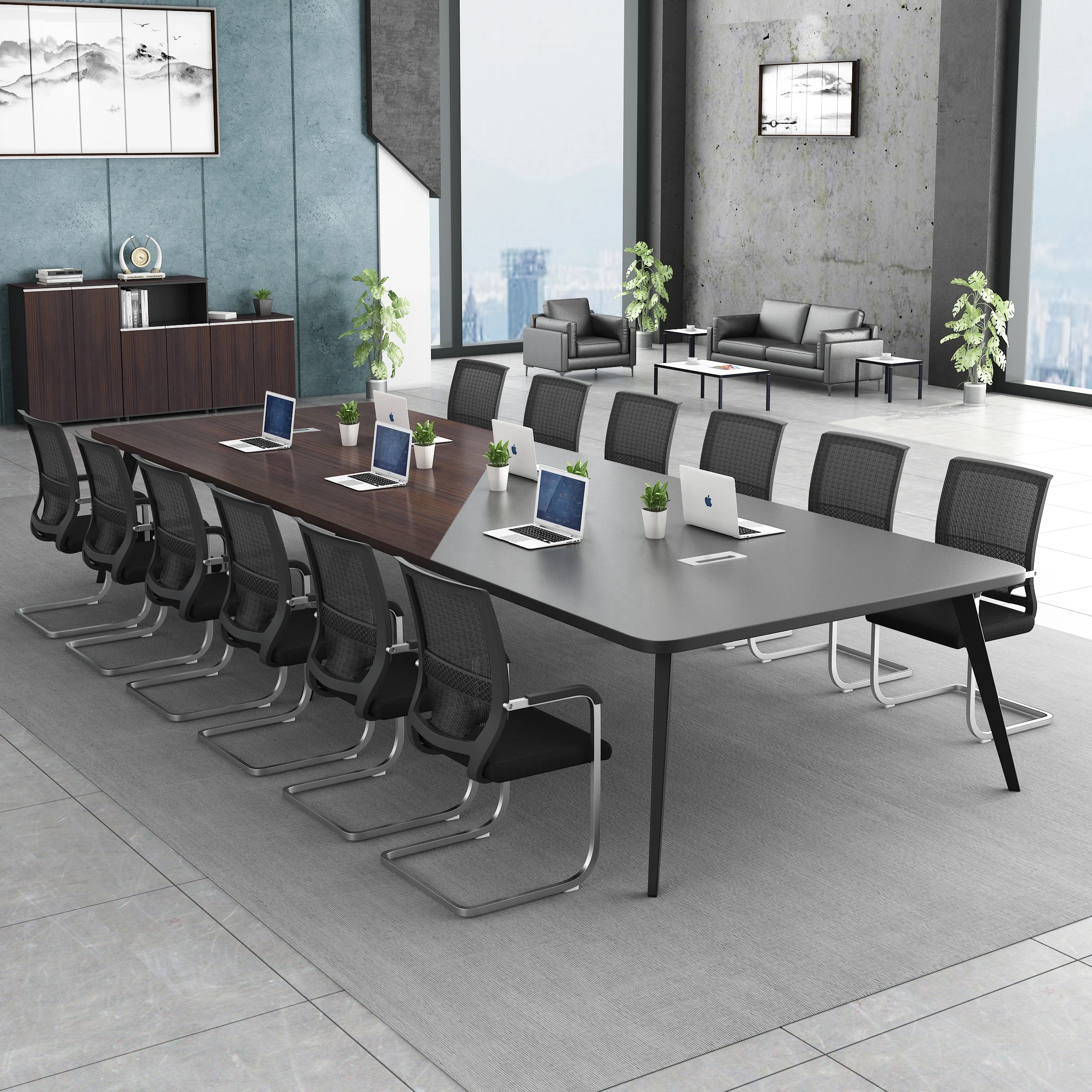 Dirt-resistant And Easy To Handle Modern Simple Rectangle Big Meeting Table Conference Sectional