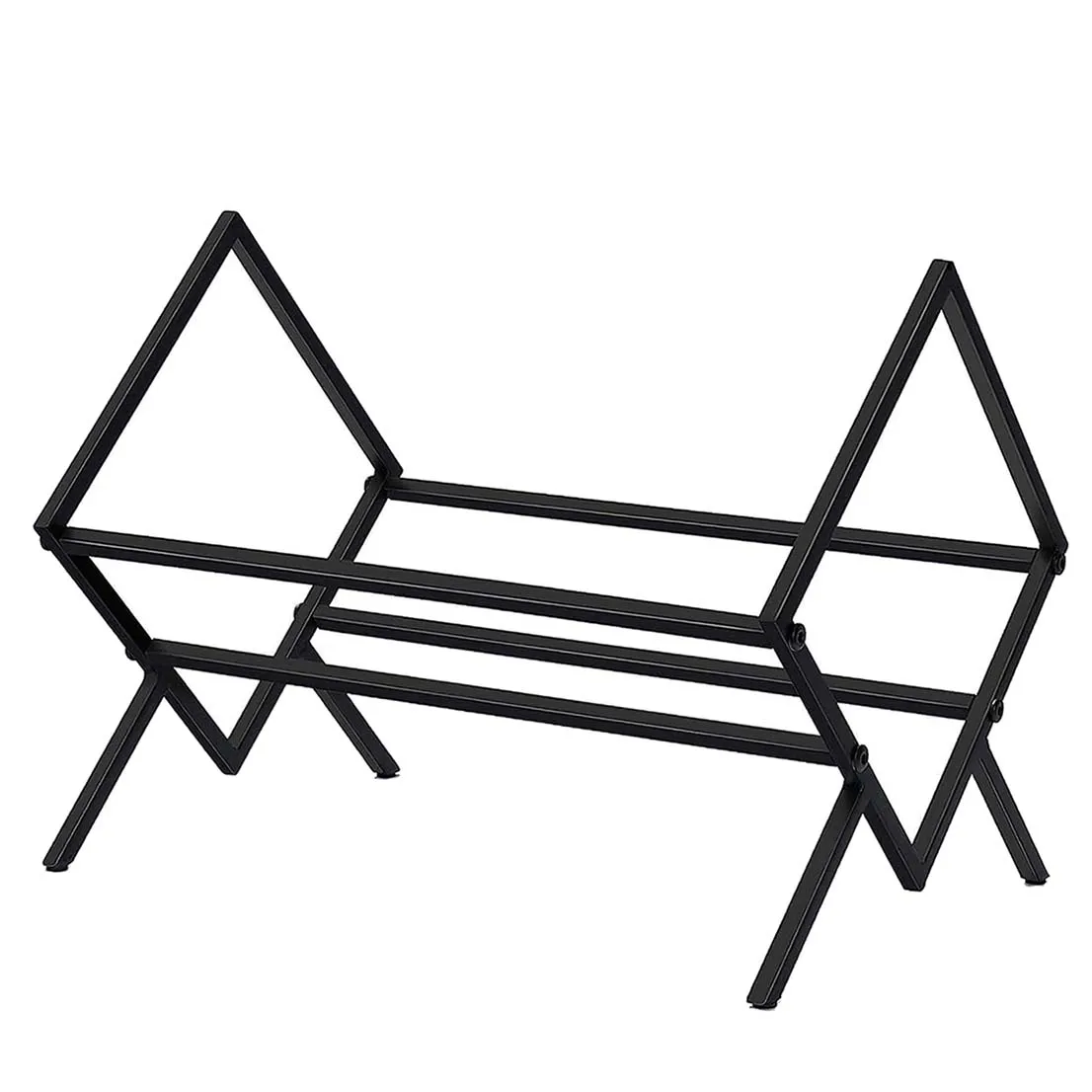 Matte Black Metal Frame Design Scratch Proof Single Tier Storage Vinyl Record Magazine File Holder For Countertop