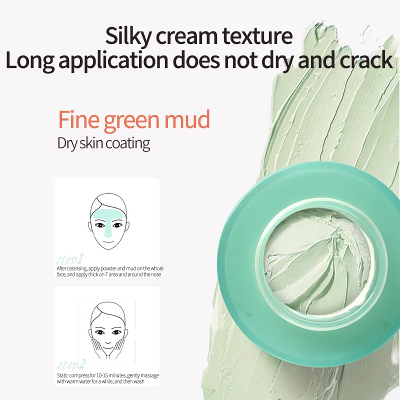 Wholesale Custom Private Label Claymask Kaolin Facial Green Mud Skin Care Cleansing Face Mask Clay For Sensitive Skin