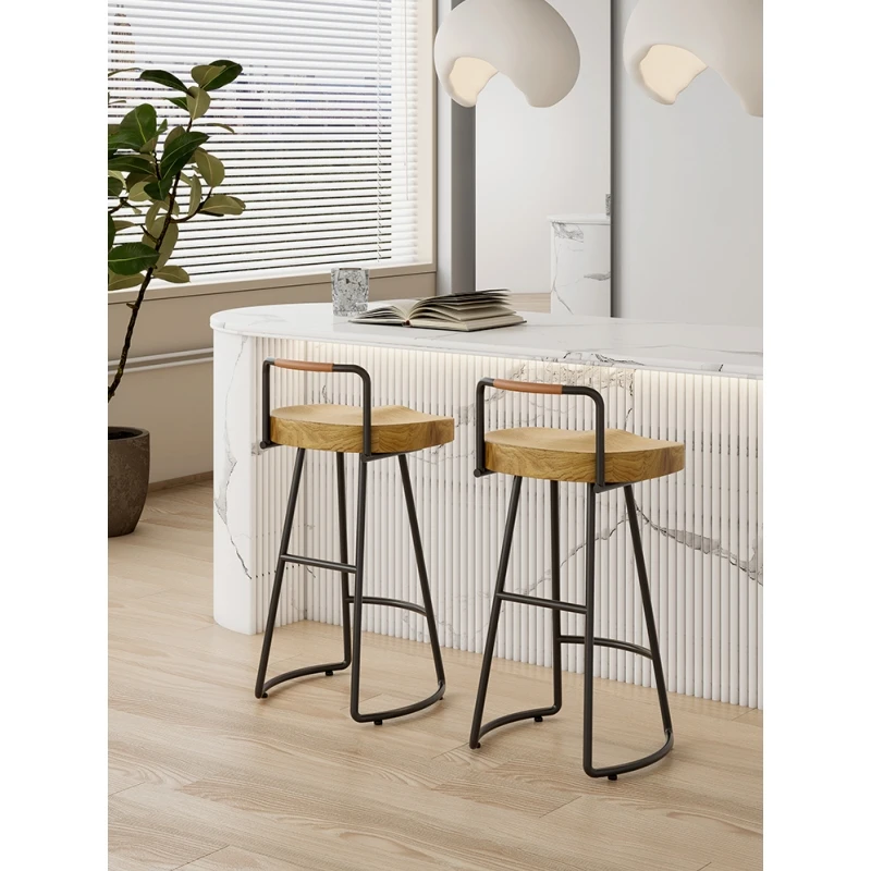 French Style Timber Wooden Seat Restaurant Coffee Shop Metal Bar Stool Wire Metal bar chair with footrest