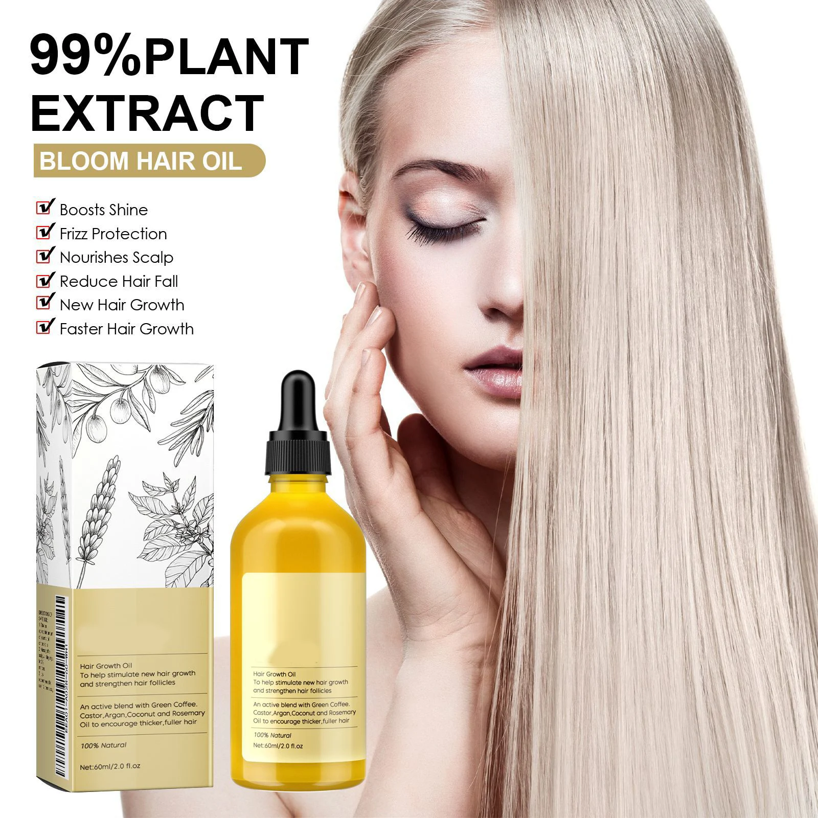 Private label Organic Hair Anti LossTreatment Fast Oil Growth Hair Serum Hair Growth Oil