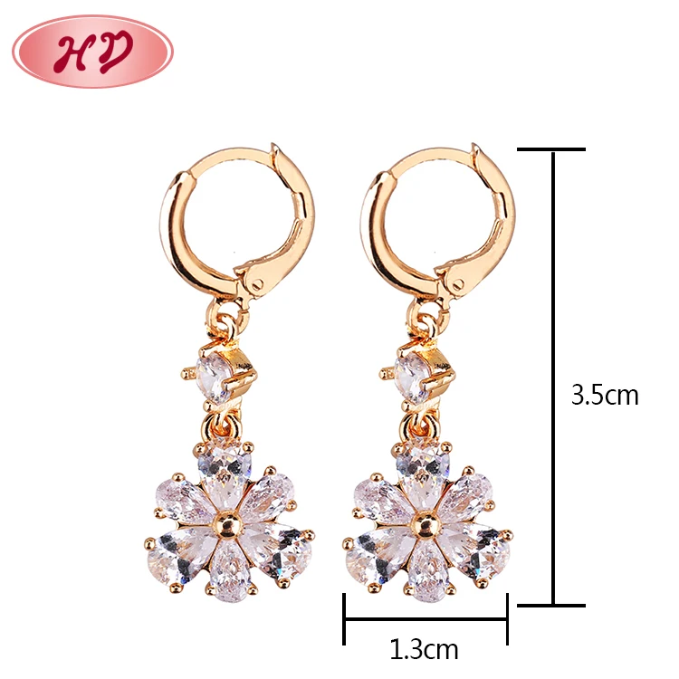 Fashion crystal 18k gold plated zircon womens earring Long Hanging drop Earrings jewelry for women Girls