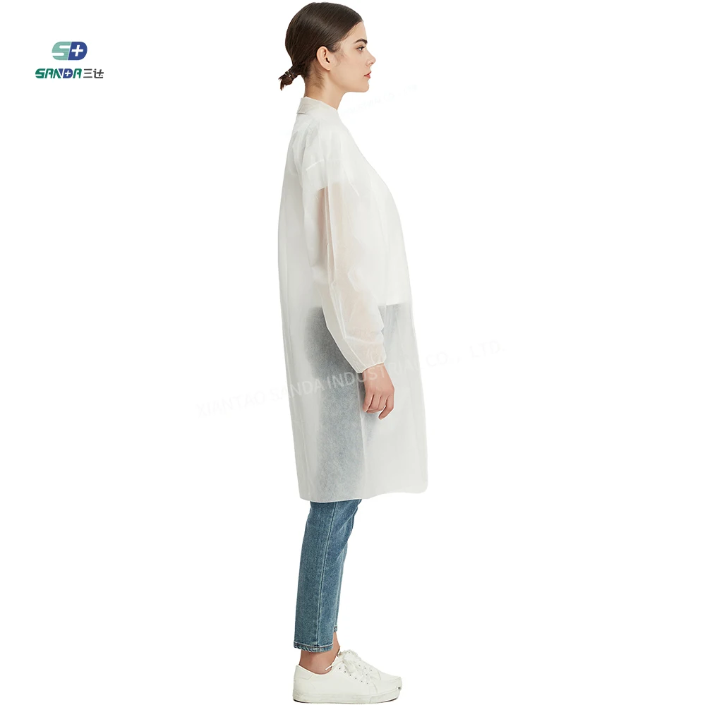 OEM Medical Protective Clothing for Hospital Nurses White Disposable Lab Coat  Doctors Water Resistant with zipper Uniforms