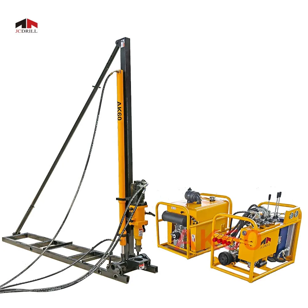 60m depth portable  diesel engine driven hydraulic soil nail installation anchor drilling rig machine for road construction