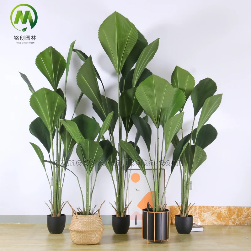Newest green Sumatran palm tree and plants artificial palm tree for home fan-shaped leaves bonsai plants