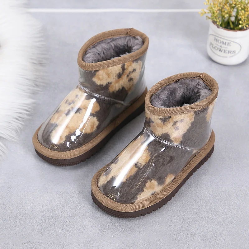 Kid cute snow boots with fur fashion winter waterproof keep warm girls ankle boot baby shoes set