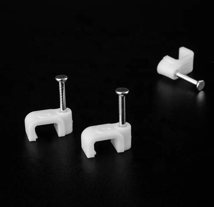 Hot Sale Good Quality Round Plastic Cable Holder Clips With Steel Nails Cable Clip
