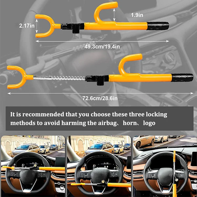 Xiangta Anti Theft Cable Seat Safety Belt Steering Wheel Lock Functional Alloy Steel Steering Lock for Car