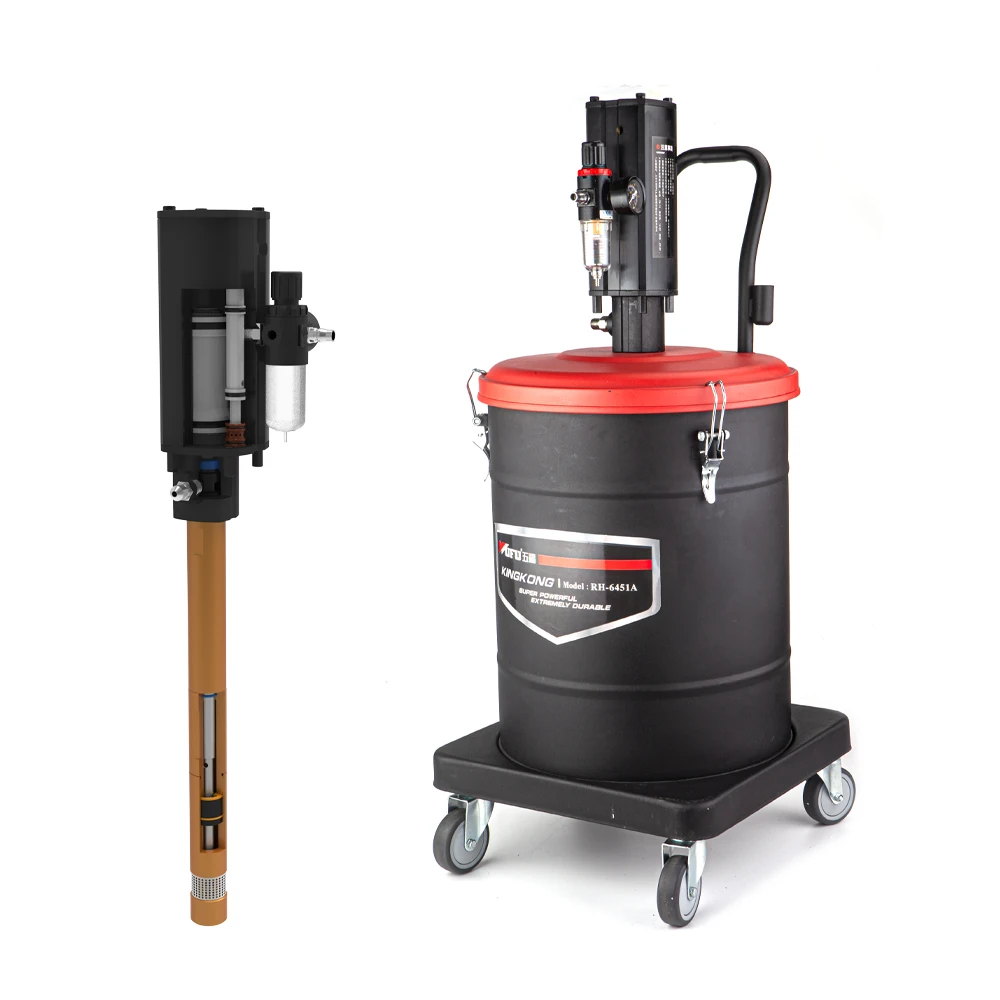 RH-6451A High Pressure Pneumatic Grease Pump 45L Air Operated Bucket Grease Pump Auto Grease Pump Pneumatic Lubricator Gun