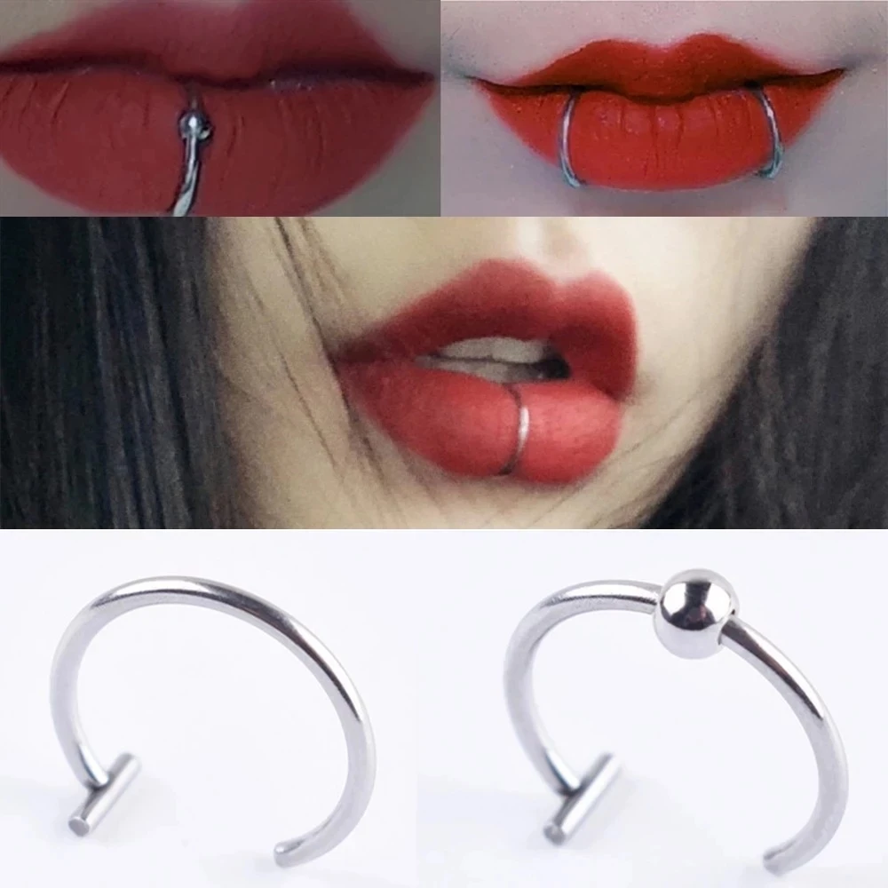 2022 Trendy 8/10mm Titanium Steel Punk Clip on Piercing Ear Nose Wrap Lip Rings Unisex Nose Ring Women Septum Body Jewelry