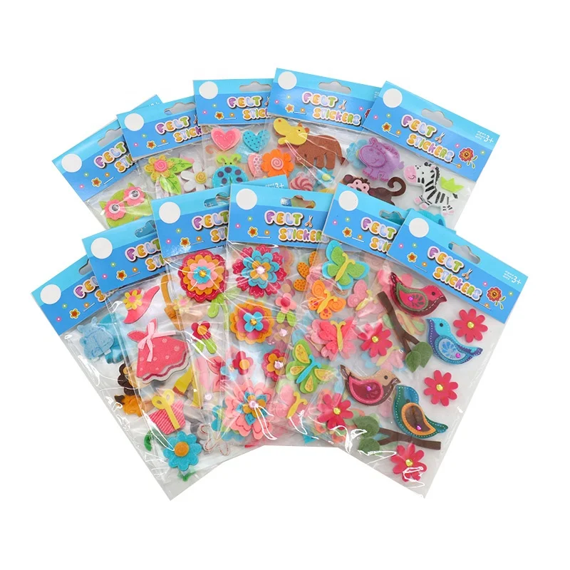 
3d Sticker Animal And Numbers Felt Stickers For Kids Custom Flower Children 3D Felt Cloth Sticker 