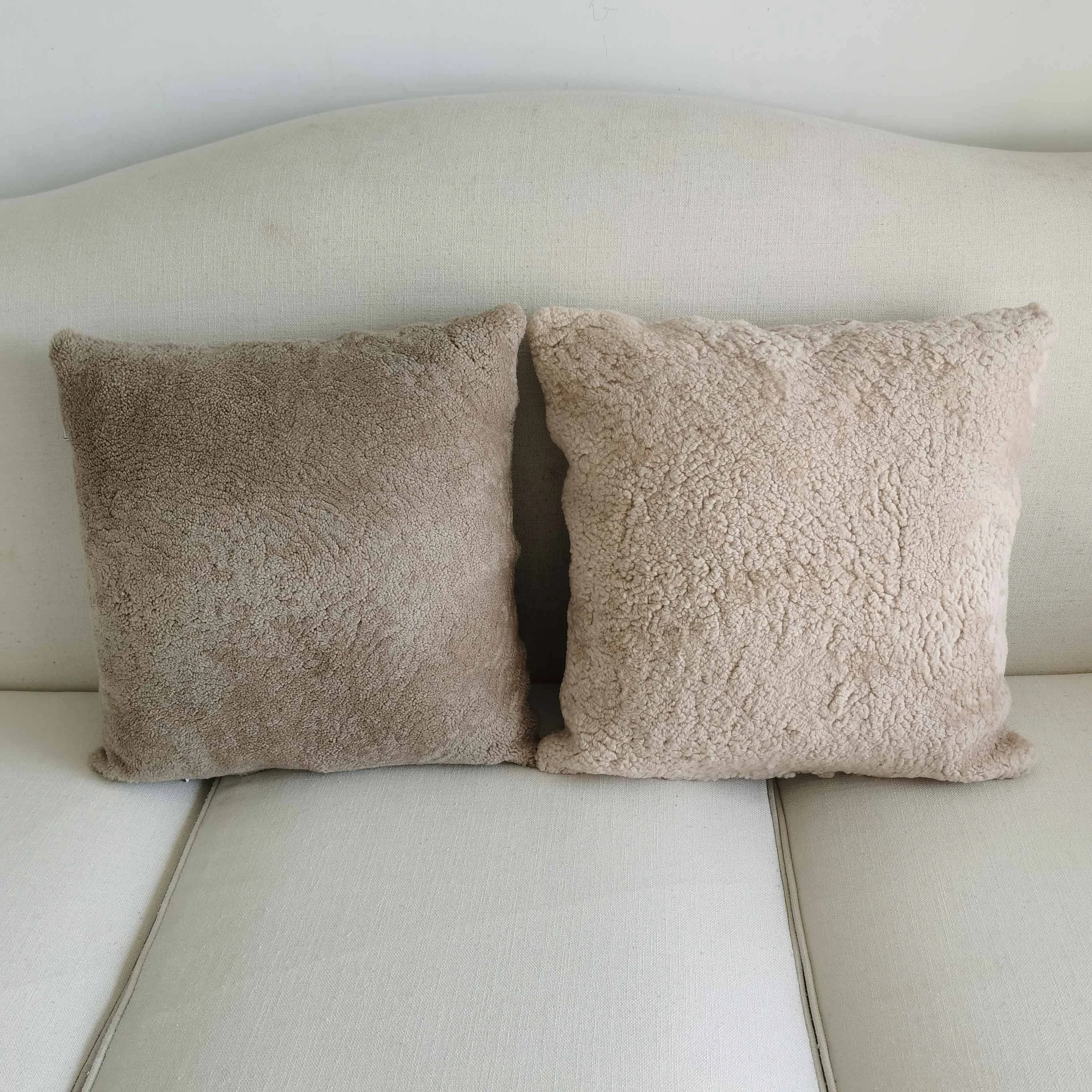 New Luxury Sofa Home Office Decorative Natural Australian Sheepskin Fur Pillow Covers Brown Real Curly Fur Cushion Covers