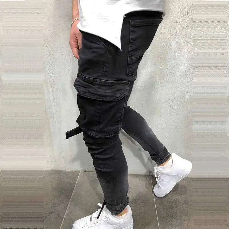 Wholesale 2022 Fashion Cheap Joggers Trousers Pantalon Black Pants Men Denim Jeans
