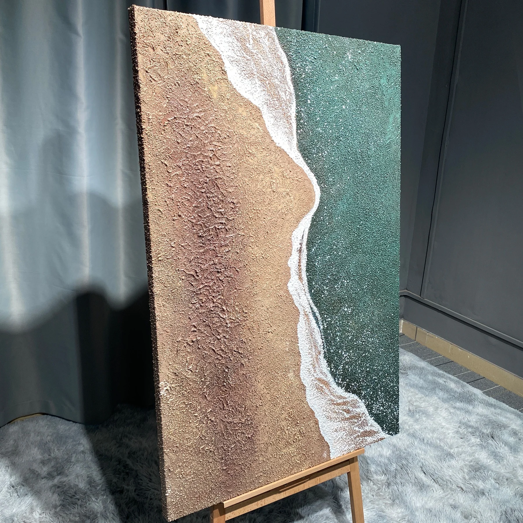 Darling Hand-painted oil painting thick texture beach painting handmade abstract canvas seascape painting for wall art decor