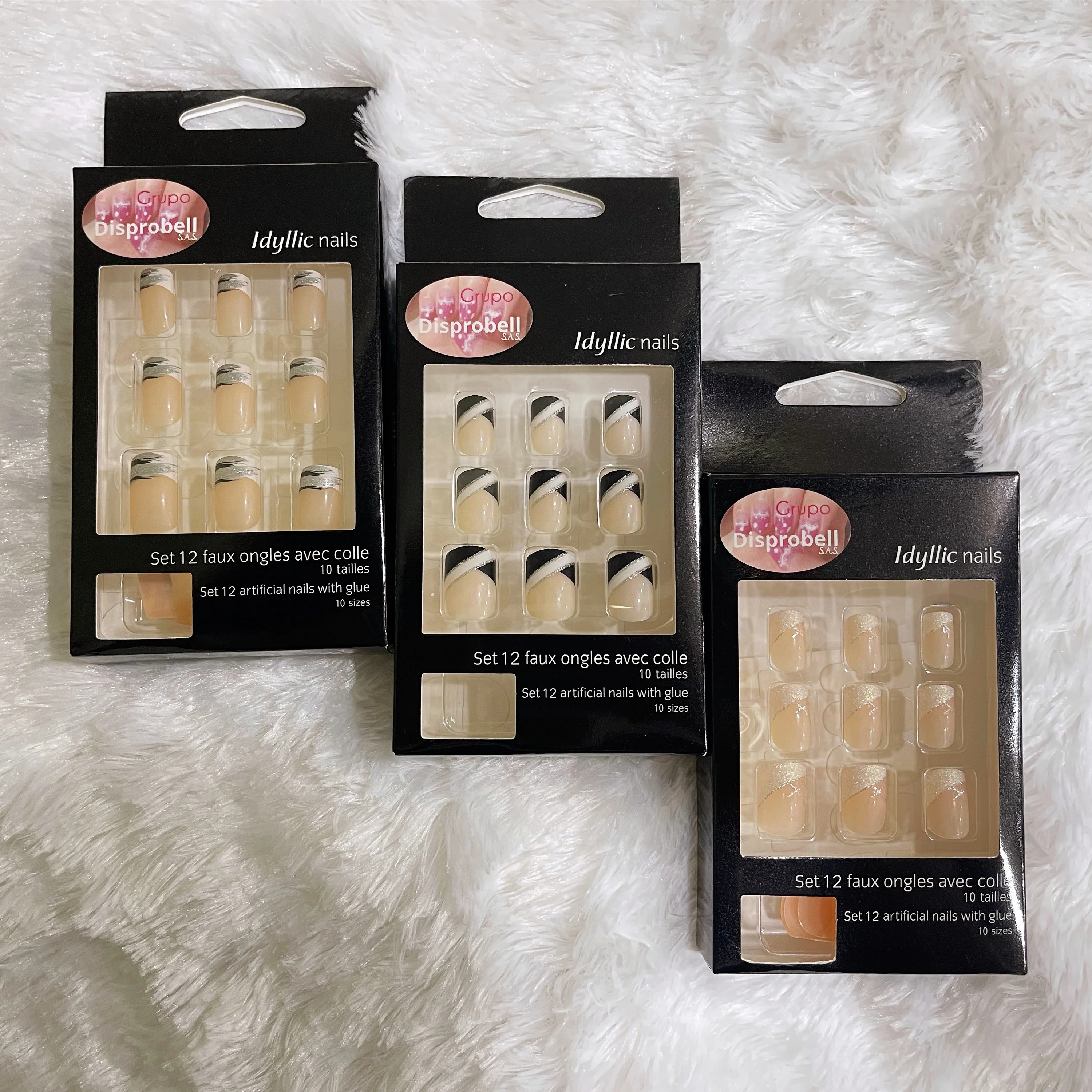 Shinning french nail wholesale factory direct price 12pcs per set artificial nails