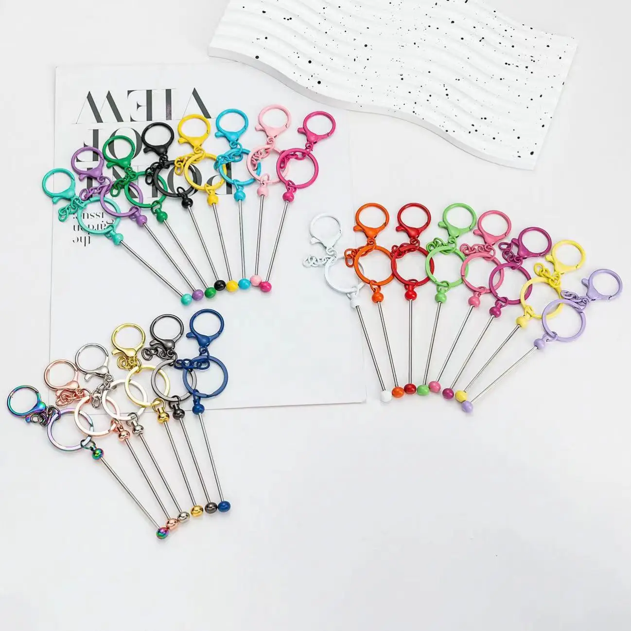 Wholesale Metal Bar Keychain Handmade Beaded Keyring Crafting Jewelry Accessories DIY Blank Keychain Beadable Ke