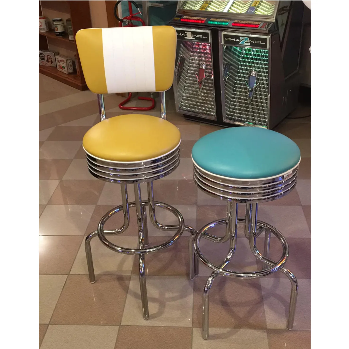 Commercial project American style metal legs chair restaurant cafe modern nightclub swivel bar stool high chair