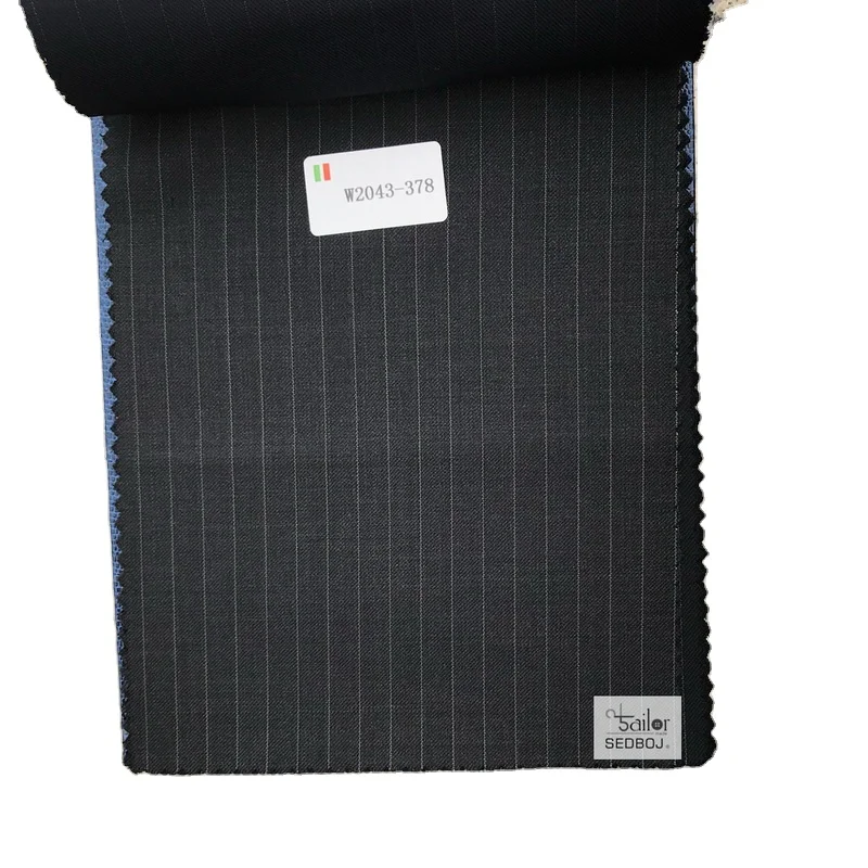 
wool fabrics Striped Wool High quality slim fit navy color striped wool bespoke blazer coat pant 