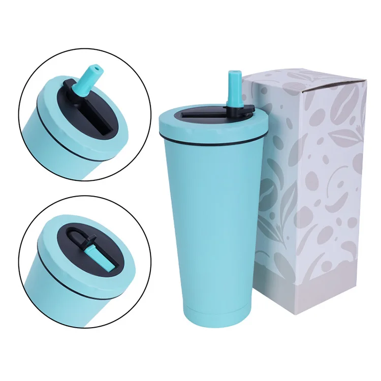 Gint  25oz Double wall vacuum insulated stainless steel cup big capacity travel mug with straw