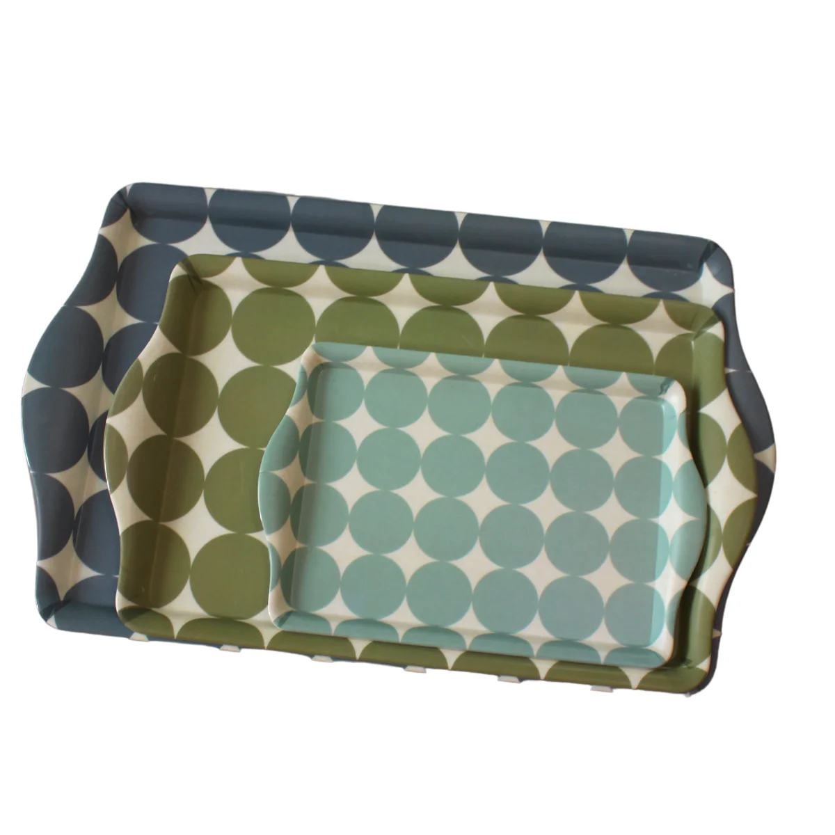 S/M/L size melamine serving tray set matte surface rectangle serving plate with 2 handles
