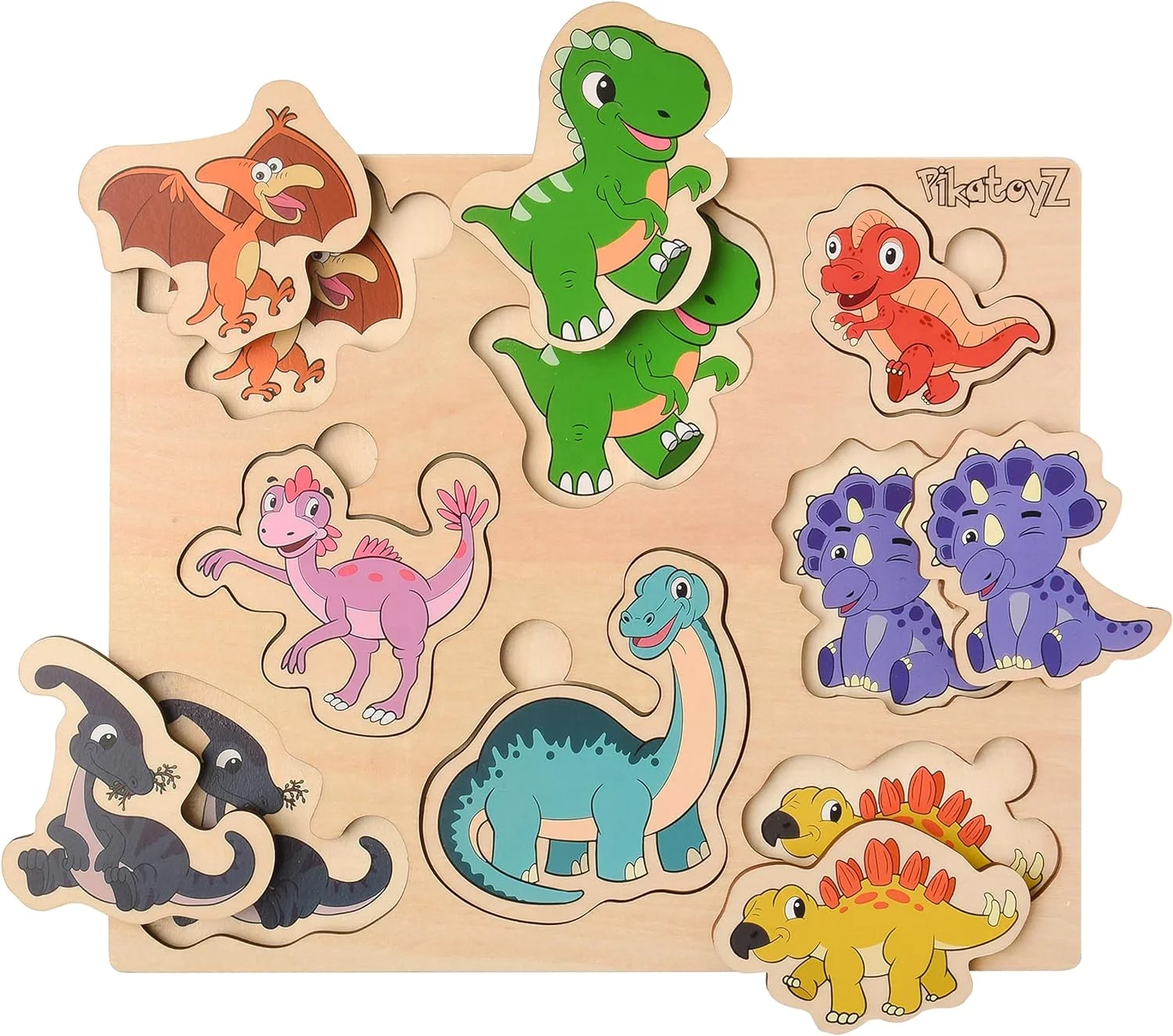wooden toys educational Wooden colorful Dinosaurs puzzle Gifts for kids Learning and Educational Toys Montessori Toys for gifts