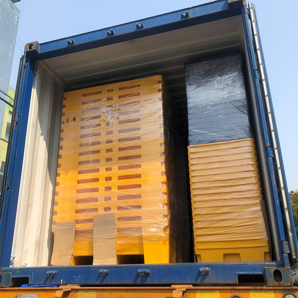 Virgin Hdpe Yellow Detachable Plastic 2 Drum Ibc Spill Pallets Storage For Car Snow Palet Vehicle Plastucs Sintex