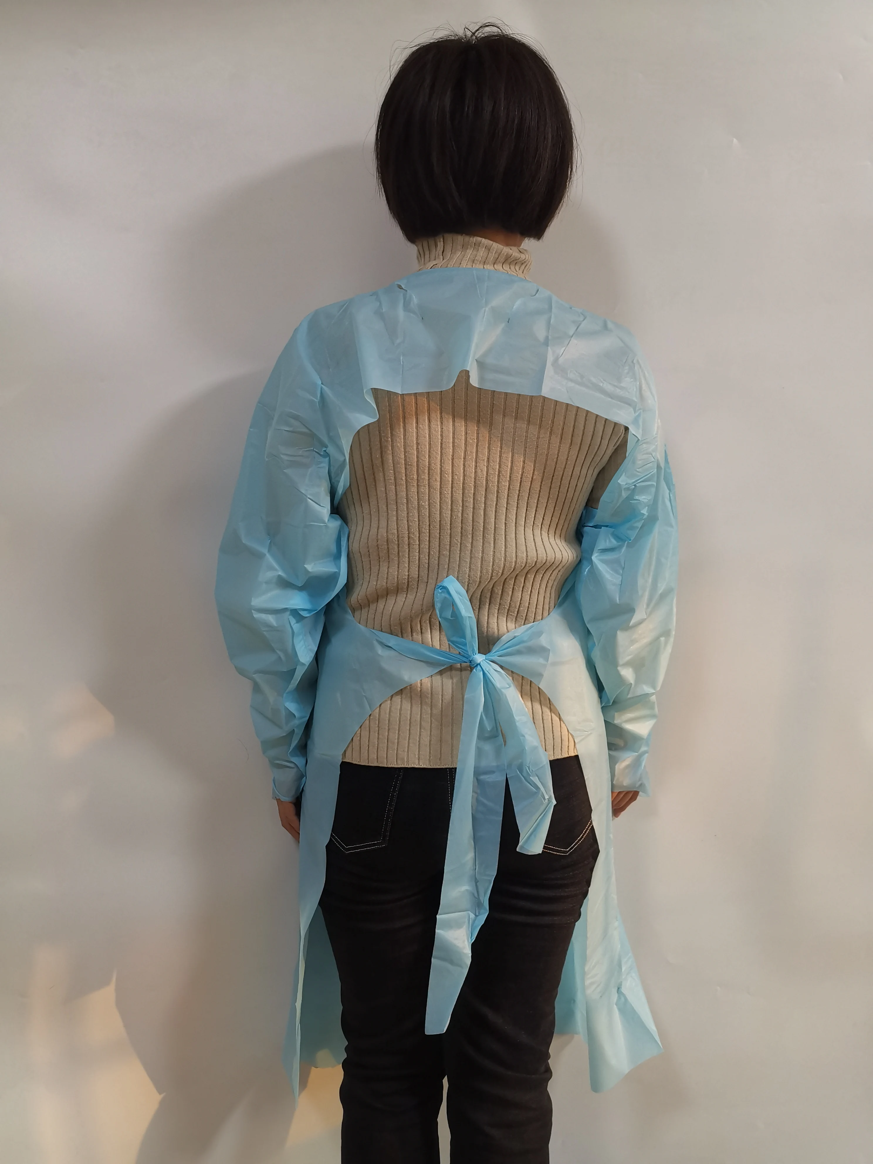 Eco-friendly CPE  PE Apron Disposable with Sleeves Waterproof Plastic Gown