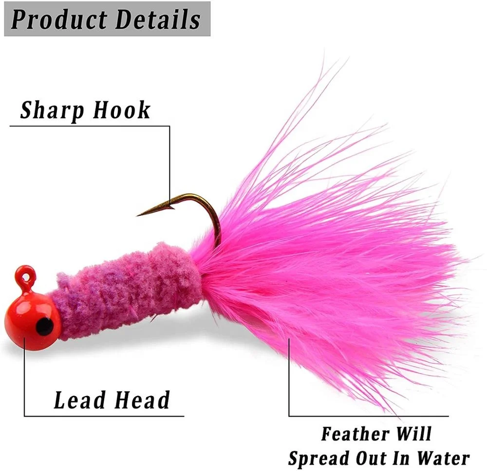 Feather Hair Jig head for Perch Panfish Bass Pike Walleye Trout