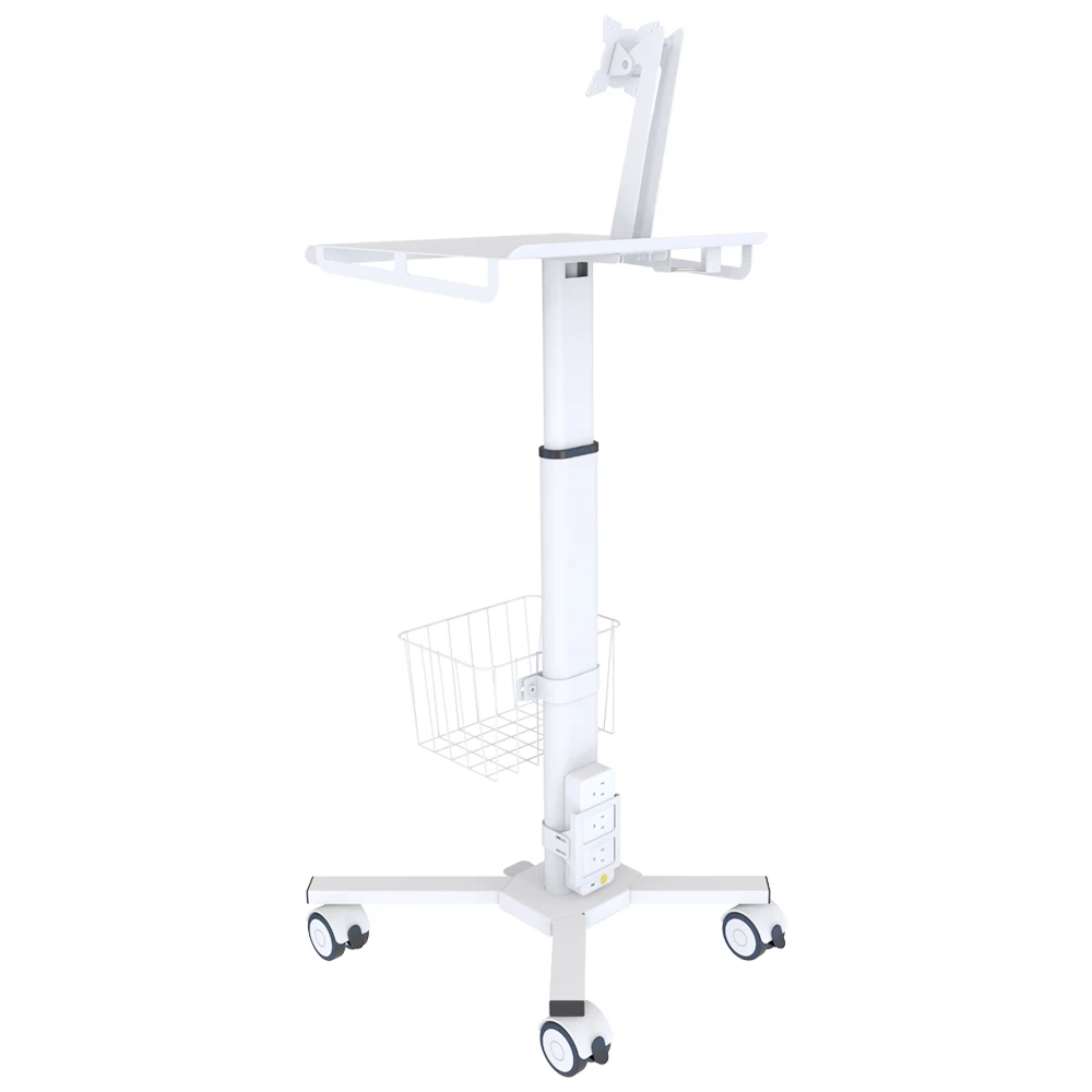 Height Adjustable Hospital Rolling Mobile Tablet Monitor stand cart laptop