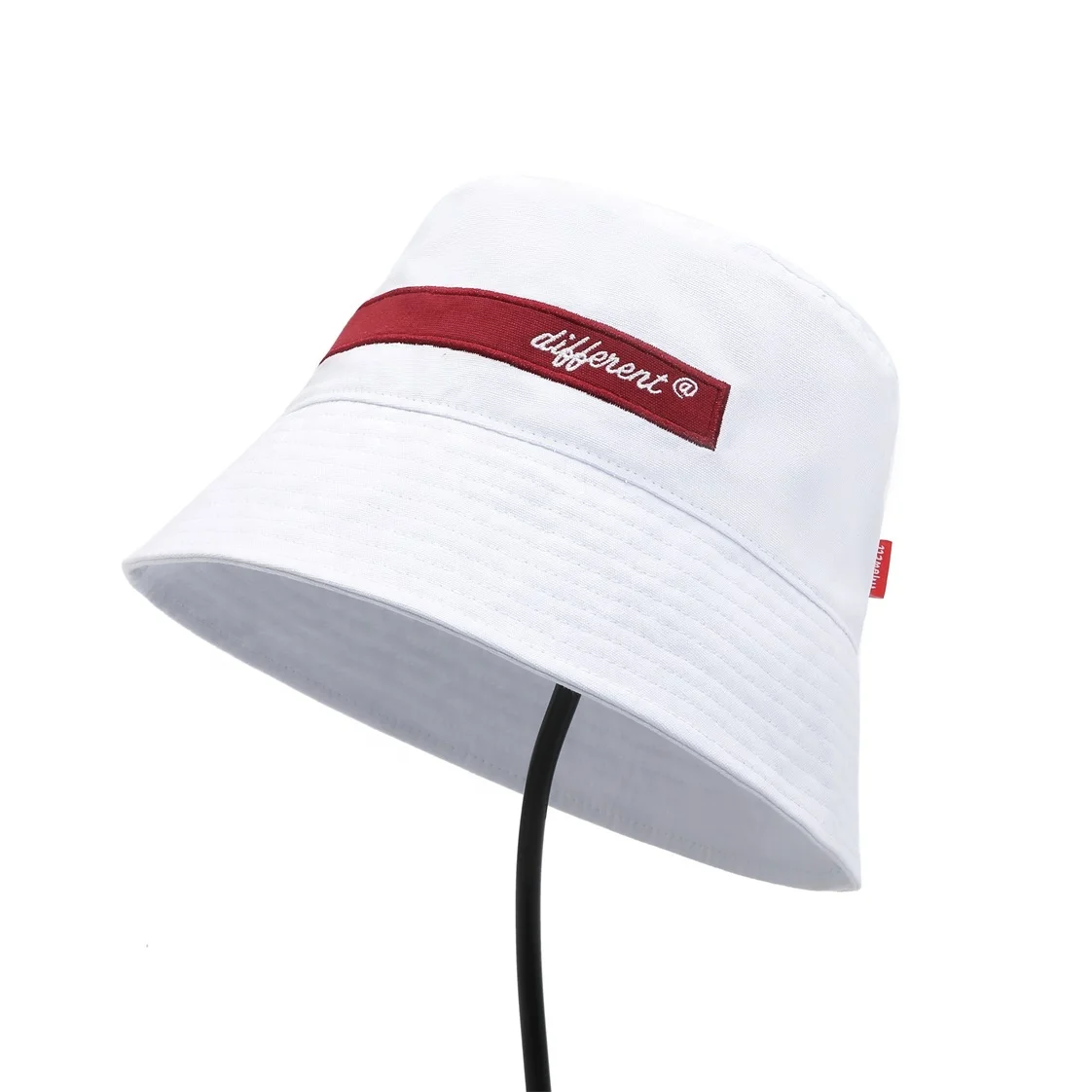 Custom White Bonnie Safari Wide Brim Bucket Hat With Flat Embroidery Logo