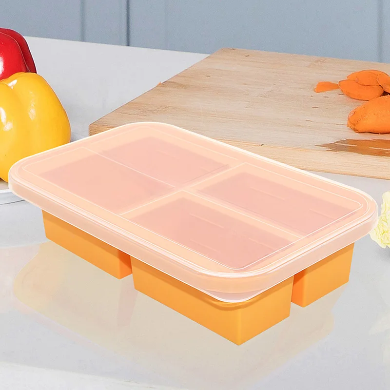 Air Tight Leak proof Design Soup Freezer Tray Non-stick Ice Cube Mold Easy to Wash Eco-friendly Silicone Ice Cube Tray