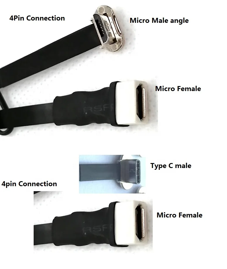 FPC usb cable  Top angle Mini usb Male to USB A Male ultra thin flex cable