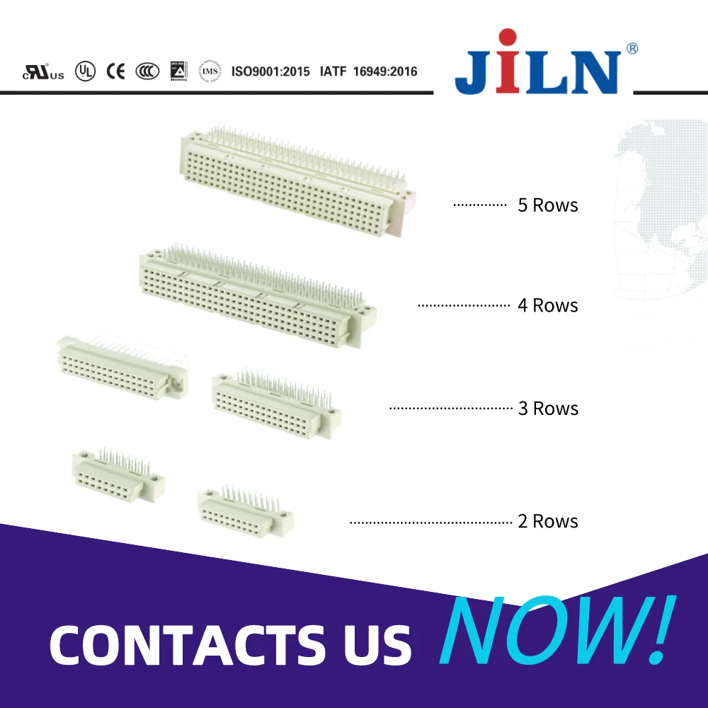 JiLN euro card connector 2.54mm pitch dual three row 32 pin straight SMT female  din41612