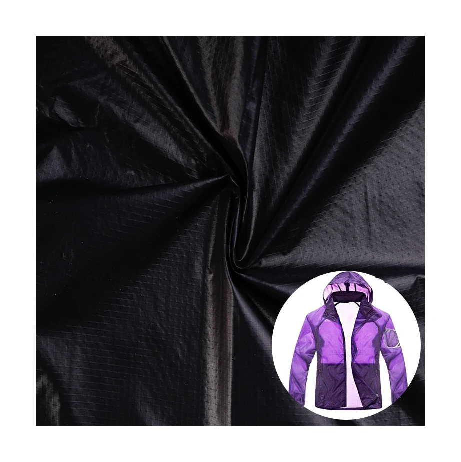 
20D 388T calendered 100% nylon fabric Waterproof and breathable 3*3 ripstop plaid/grid woven fabric 