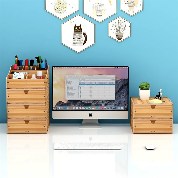 Tonsmile Modern Bink Small Office Table Desk Stationery Drawer Organizer