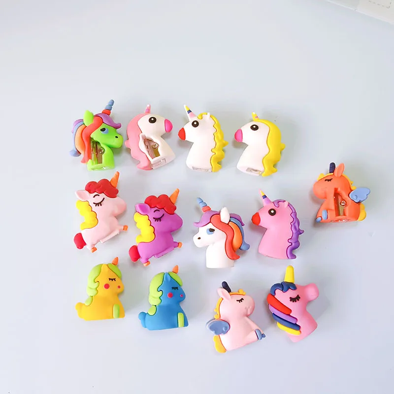 Customizable Pvc Soft Glue Unicorn Pencil Sharpener Cartoon Cute Animal Student Pencil Sharpeners For Kids School Stationery