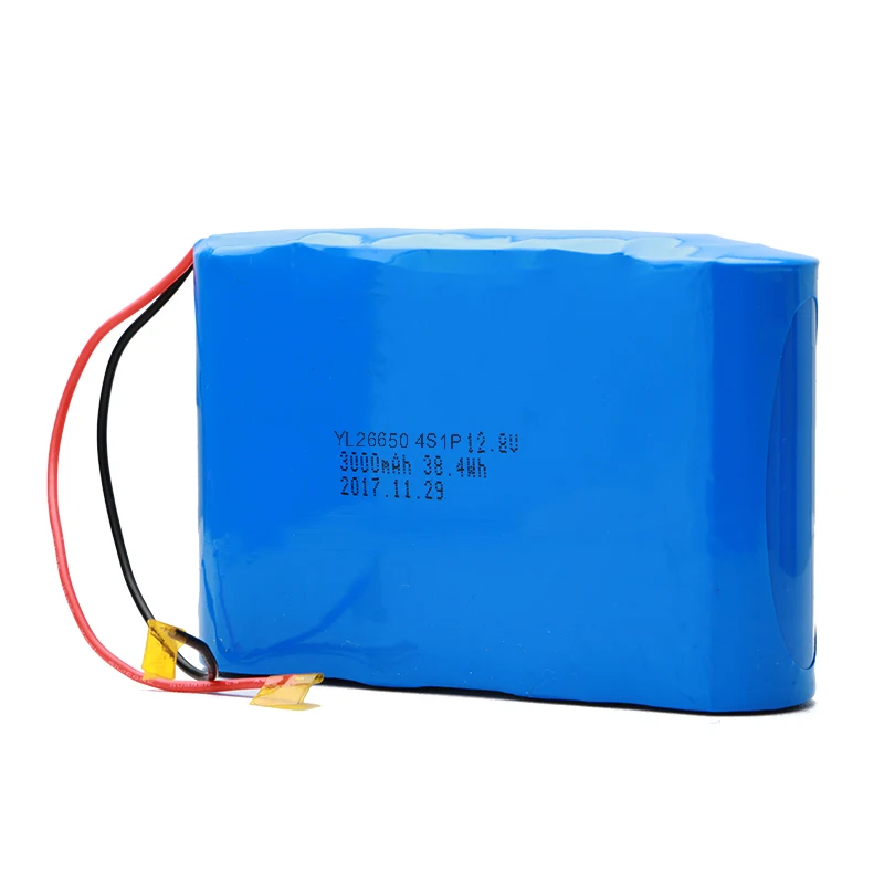 Rechargeable li-ion 26650 battery 4s1p 12.8volt lithium 26650 battery 3000mah