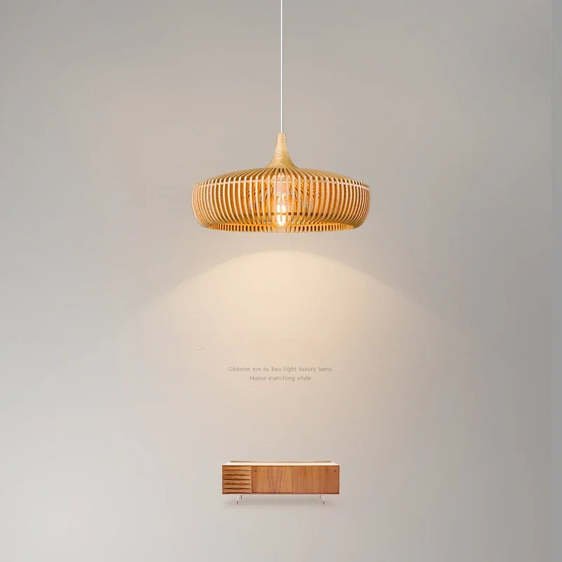 SANDYHA Nordic Retro Log Restaurant Chandeliers Wooden Designer Led Lamp for Home Decor Bedroom Dining Table Lighting Fixtures