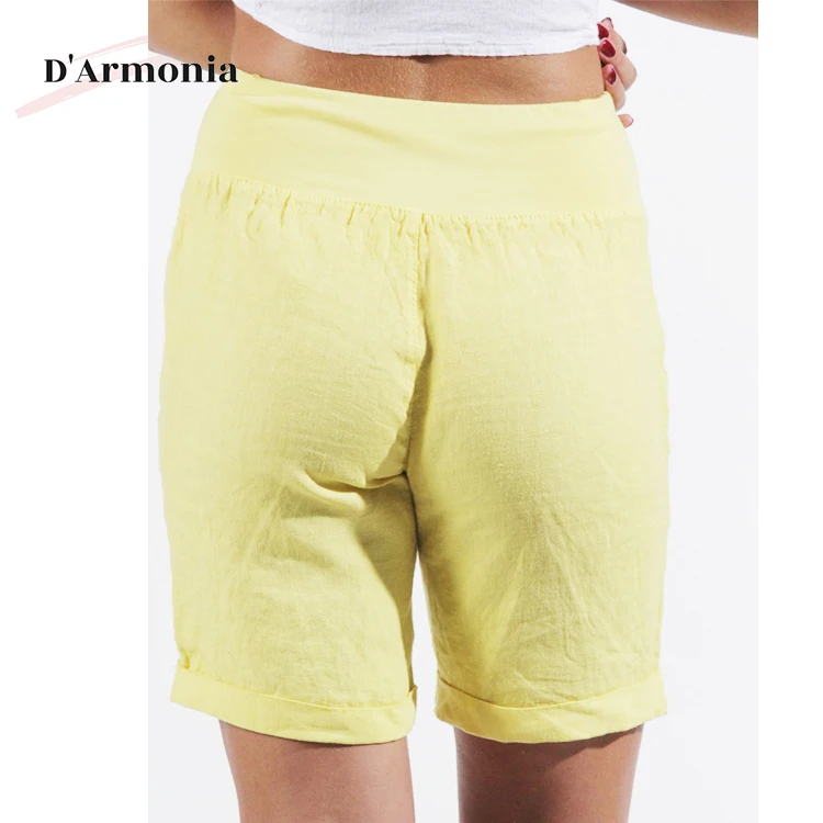 2024 New Design Fashion Summer Women Customizable Casual Shorts Made in Italy Linen Shorts