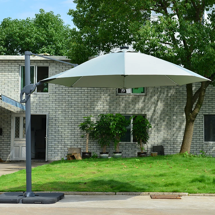 Newest Product 3X3M  Custom Design Lighted umbrella Solar Panel Cantilever Patio Umbrella