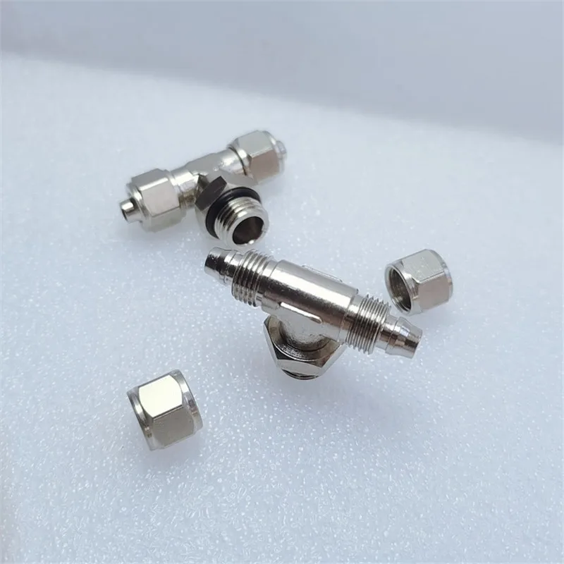 Pure Copper Mass Nickel T-type Three-way Air Pipe Join 360 Degrees Of Free Rotation Pneumatic Fitting