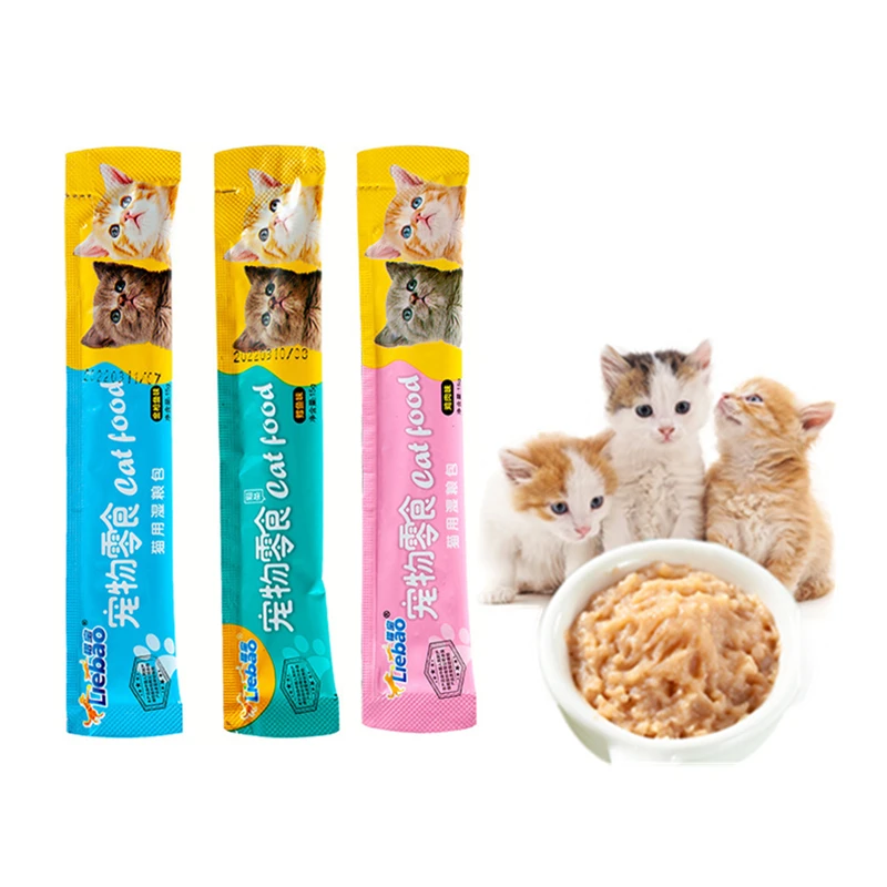 Hot Sale 15g Healthy Nutrition Cat Wet Food Cat Liquid Snacks Natural Tuna Chicken Bar Pet Treats Cat Wet Snacks