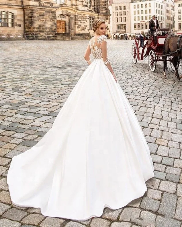 Sale Malaysia Ladies With Sleeves A Line Wedding Dress