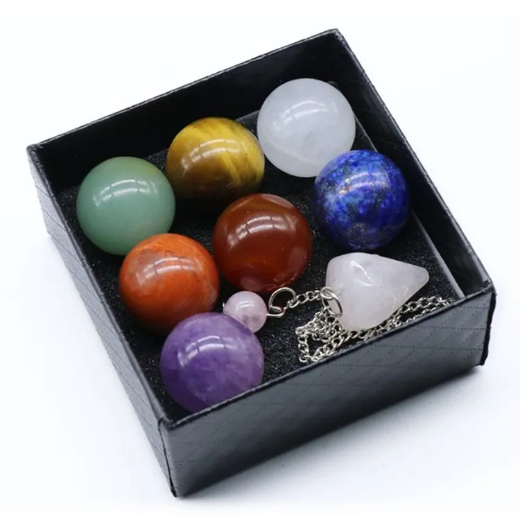 Amazon Hot Selling Seven Chakra Tumbled Stone Reiki Set Natural Polished Healing Gravel Crystal Meditation Palm Stones For Gift
